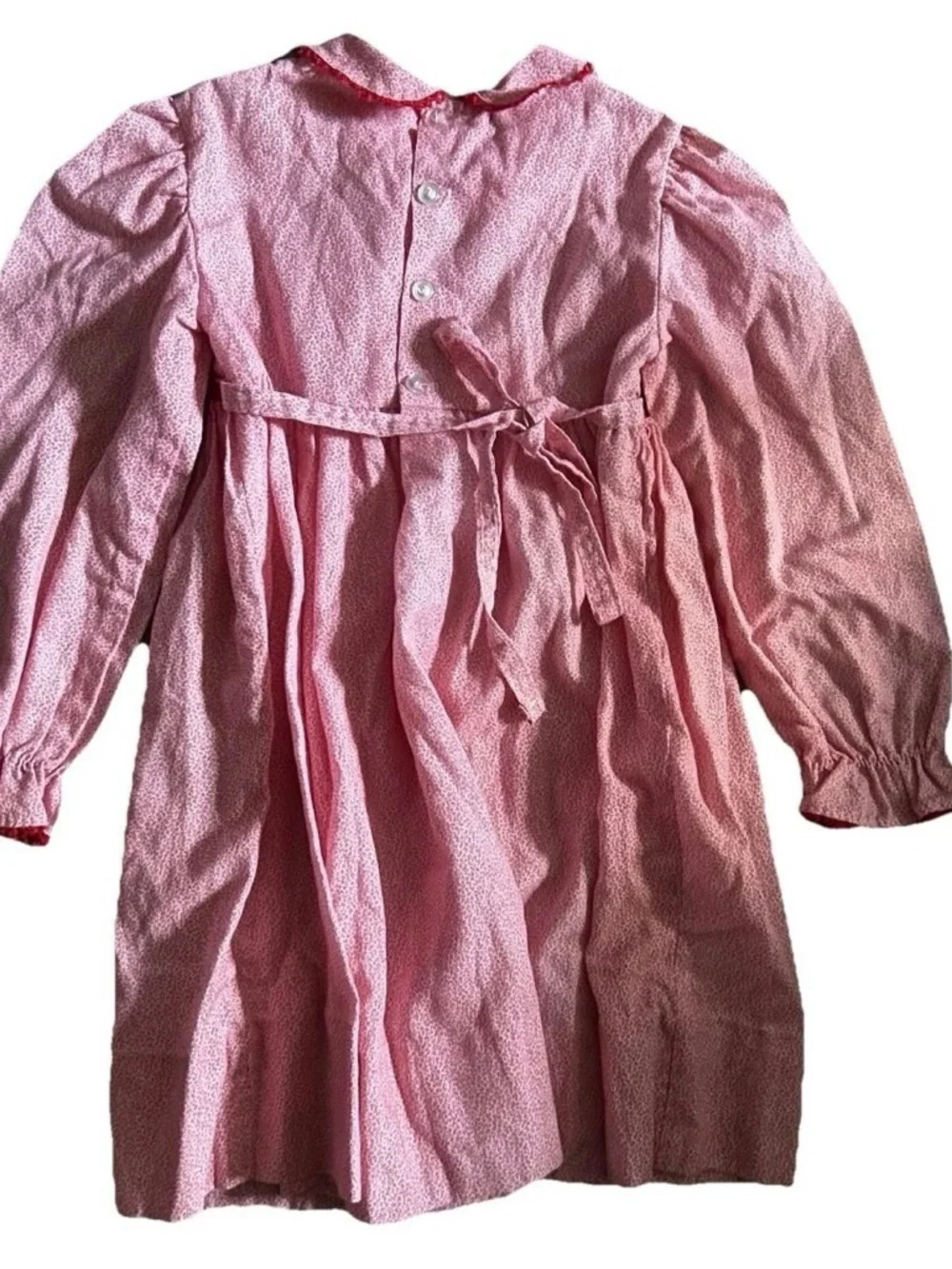 Girls Vintage Polly Flinders Red Smocked Dress Size 5 - Picture 5 of 5